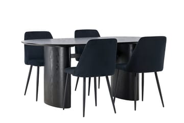 Isolde Spisebord 180x90 cm med 4 Night Spisestole - Møbler - Borde - Spisebordssæt