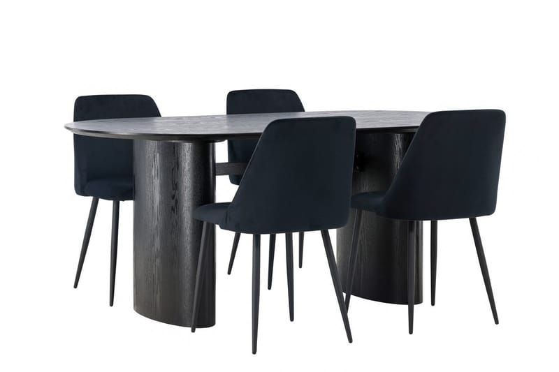 Isolde Spisebord 180x90 cm med 4 Night Spisestole - Møbler - Borde - Spisebordssæt