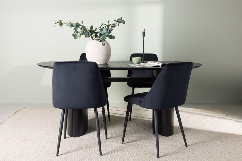 Isolde Spisebord 180x90 cm med 4 Night Spisestole