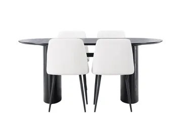 Isolde Spisebord 180x90 cm med 4 Night Spisestole - Møbler - Borde - Spisebordssæt