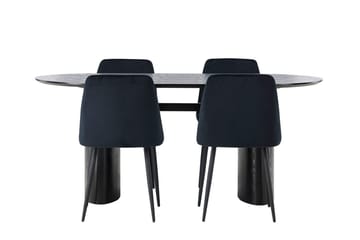 Isolde Spisebord 180x90 cm med 4 Night Spisestole - Møbler - Borde - Spisebordssæt