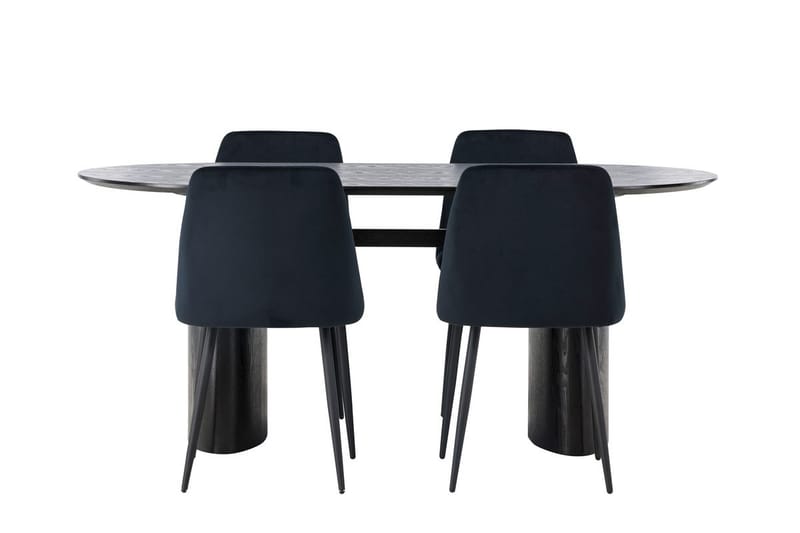 Isolde Spisebord 180x90 cm med 4 Night Spisestole - Møbler - Borde - Spisebordssæt
