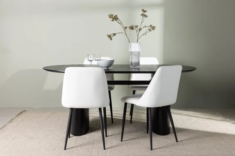 Isolde Spisebord 180x90 cm med 4 Night Spisestole