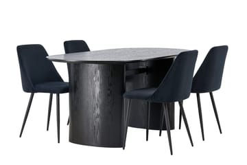 Isolde Spisebord 180x90 cm med 4 Night Spisestole - Møbler - Borde - Spisebordssæt