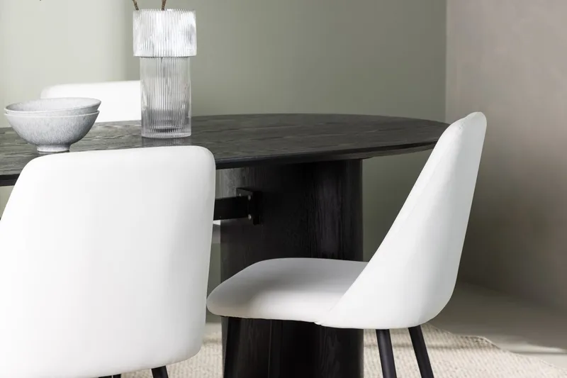 Isolde Spisebord 180x90 cm med 4 Night Spisestole - Møbler - Borde - Spisebordssæt