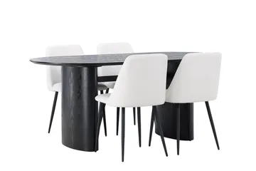 Isolde Spisebord 180x90 cm med 4 Night Spisestole - Møbler - Borde - Spisebordssæt