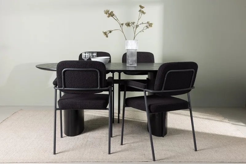 Isolde Spisebord 180x90 cm med 4 Yesterday Spisestole