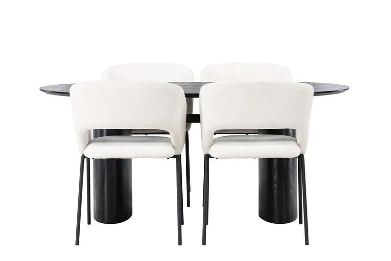 Isolde Spisebordssæt 180 cm Oval med 4 Day Stole - Svart - Møbler - Borde - Spisebordssæt