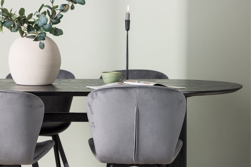 Isolde Spisebordssæt 180 cm Oval med 4 Lilja Stole - Svart - Møbler - Borde - Spisebordssæt