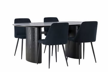 Isolde Spisebordssæt 180 cm Oval med 4 Night Stole - Svart - Møbler - Borde - Spisebordssæt