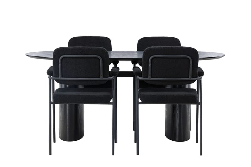Isolde Spisebordssæt 180 cm Oval med 4 Yesterday Stole - Svart - Møbler - Borde - Spisebordssæt