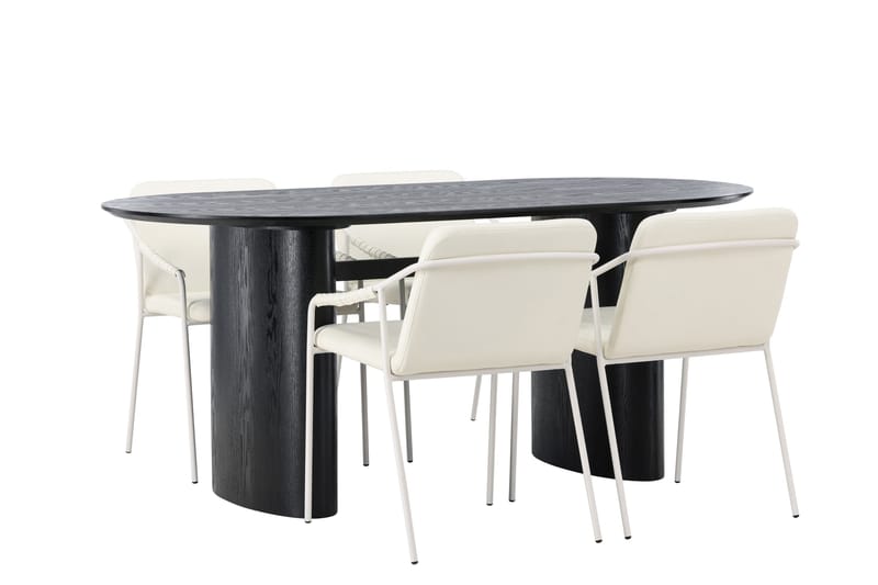 Isolde Spisebordssæt 180 cm Ovalt med 4 Tvista stole - Beige - Møbler - Borde - Spisebordssæt