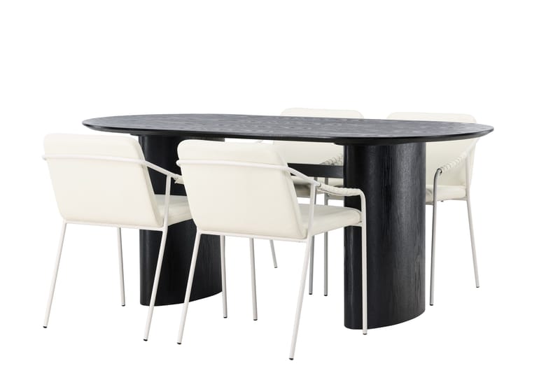 Isolde Spisebordssæt 180 cm Ovalt med 4 Tvista stole - Beige - Møbler - Borde - Spisebordssæt