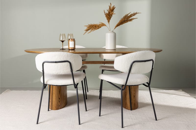 Isolde Spisegruppe 180 cm Oval med 4 Chico stole - Natur - Møbler - Borde - Spisebordssæt