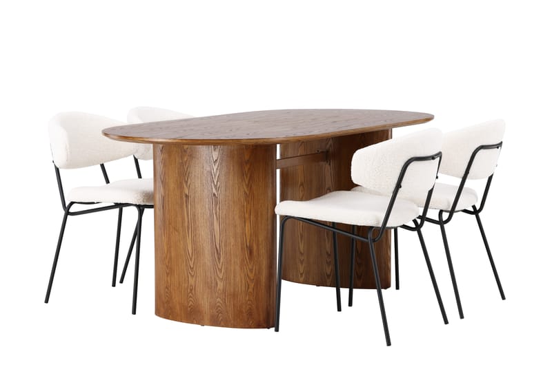 Isolde Spisegruppe 180 cm Oval med 4 Chico stole - Natur - Møbler - Borde - Spisebordssæt