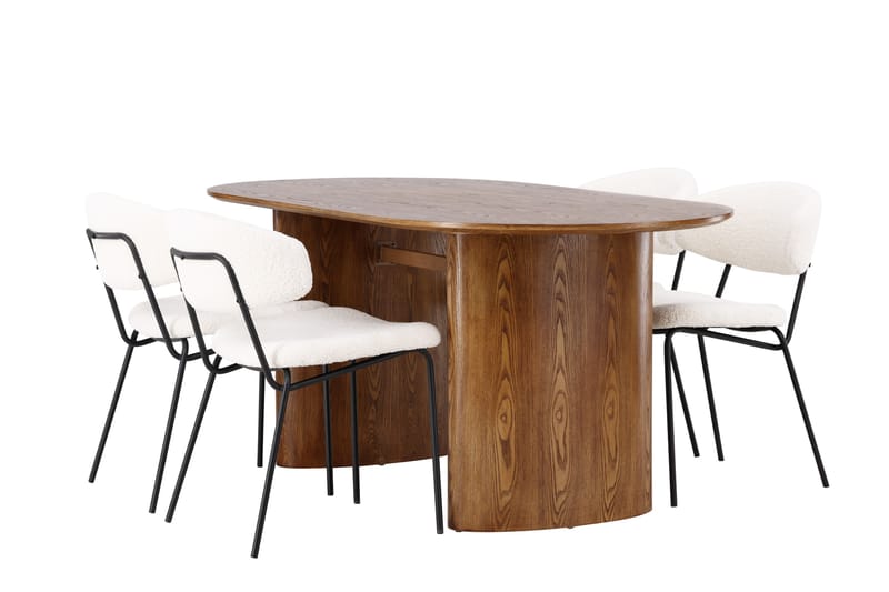 Isolde Spisegruppe 180 cm Oval med 4 Chico stole - Natur - Møbler - Borde - Spisebordssæt