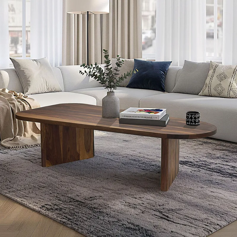 Ivoeri Sofabord 120 cm Ovalt Landlig stil - Varm mørkebrun - Møbler - Borde - Sofabord