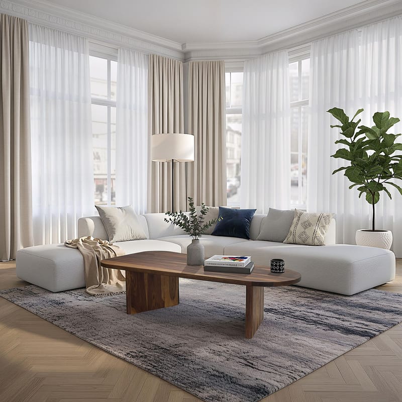 Ivoeri Sofabord 120 cm Ovalt Landlig stil - Varm mørkebrun - Møbler - Borde - Sofabord