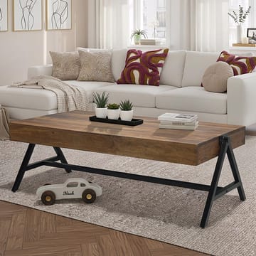 Ivoira Sofabord 120 cm Industriel stil - Varm mørkebrun og sort - Møbler - Borde - Sofabord