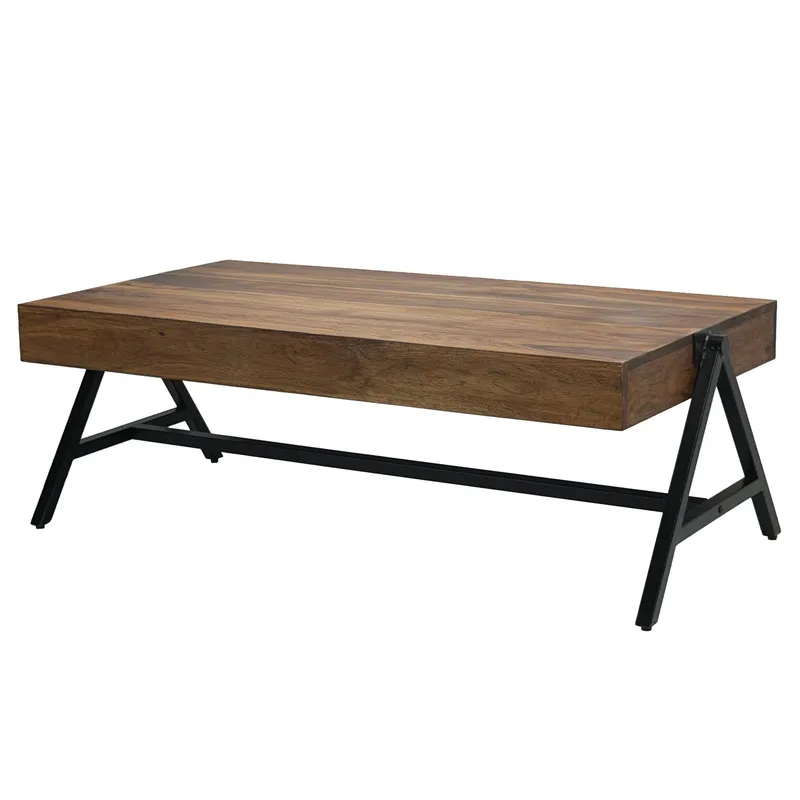 Ivoira Sofabord 120 cm Industriel stil, Varm mørkebrun og sort