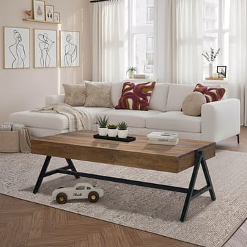 Ivoira Sofabord 120 cm Industriel stil - Varm mørkebrun og sort - Møbler - Borde - Sofabord