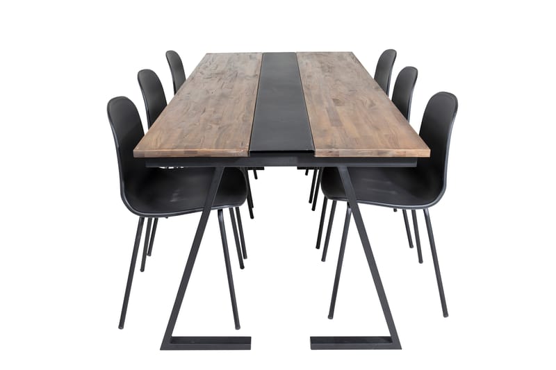 Jakarta Spisegruppe 200 cm Rektangulær med 6 Arctic stole, Svart