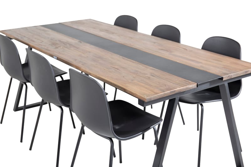 Jakarta Spisegruppe 200 cm Rektangulær med 6 Arctic stole - Svart - Møbler - Borde - Spisebordssæt