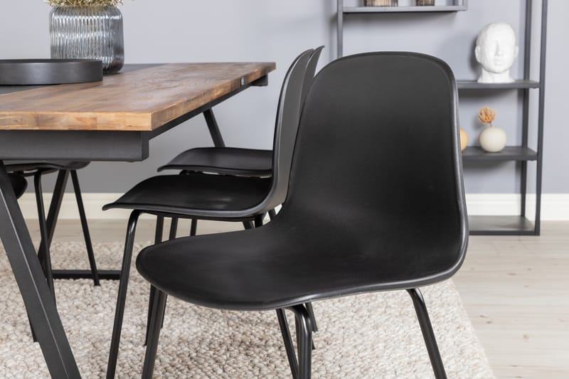 Jakarta Spisegruppe 200 cm Rektangulær med 6 Arctic stole - Svart - Møbler - Borde - Spisebordssæt