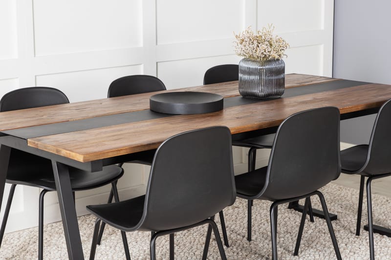 Jakarta Spisegruppe 200 cm Rektangulær med 6 Arctic stole - Svart - Møbler - Borde - Spisebordssæt