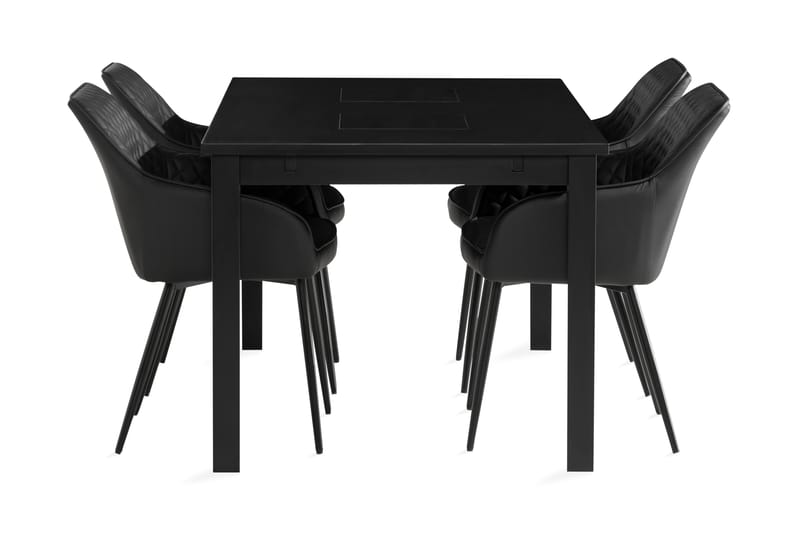 Jasmin Spisebordssæt 140 cm inkl 4 Valleviken Armstole - Sort - Spisebordssæt