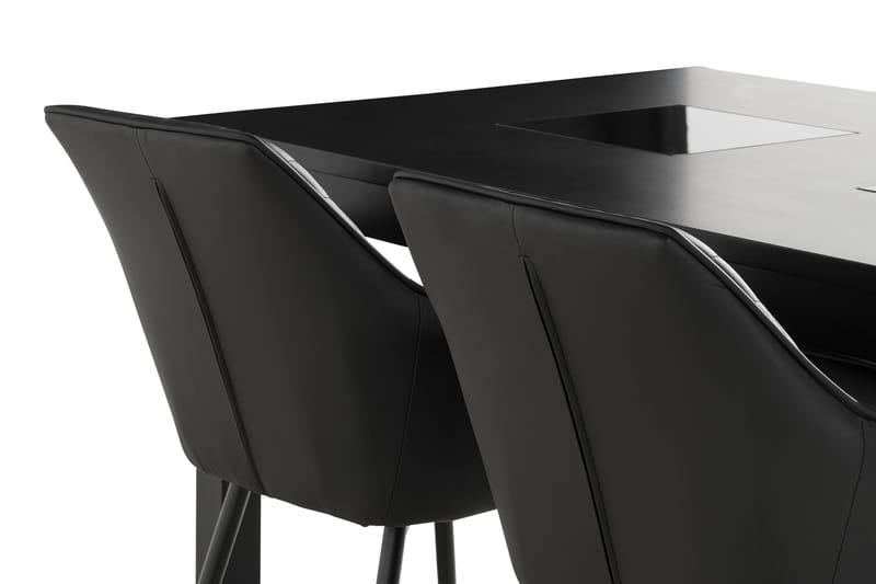 Jasmin Spisebordssæt 140 cm inkl 4 Valleviken Armstole - Sort - Spisebordssæt