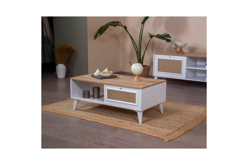 Jatinder Sofabord 55 cm - Mellemfarvet træ/Hvid - Møbler - Borde - Sofabord