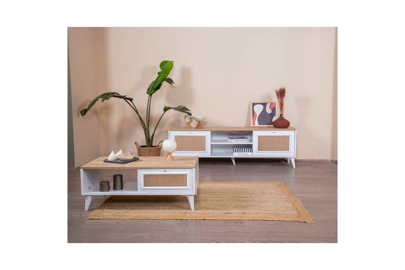 Jatinder Sofabord 55 cm - Mellemfarvet træ/Hvid - Møbler - Borde - Sofabord