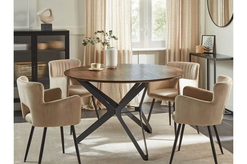 Javeline Spisebord 120 cm Rund - Mørkebrun/Sort - Møbler - Borde - Spisebord og køkkenbord