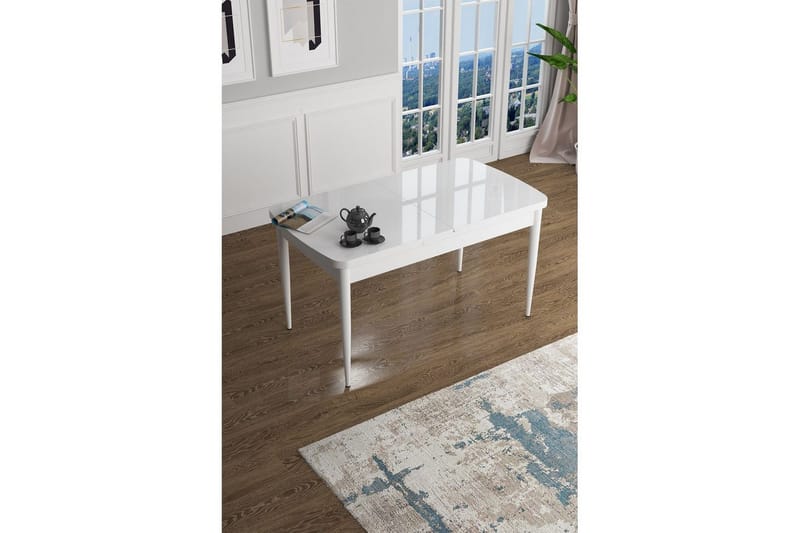 Javren Spisebord 114 cm Rektangulær - Hvid Marmor/Hvid - Møbler - Borde - Spisebord og køkkenbord