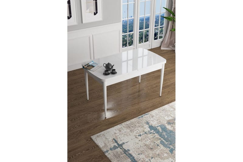 Javren Spisebord 114 cm Rektangulær - Hvid Marmor/Hvid - Møbler - Borde - Spisebord og køkkenbord