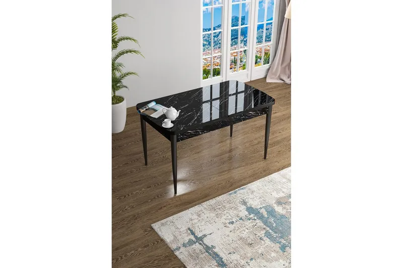 Javren Spisebord 114 cm Rektangulær - Sort Marmor/Sort - Møbler - Borde - Spisebord og køkkenbord