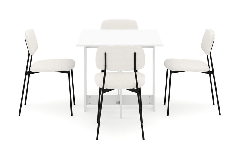Jeba Spisebord 80 cm med 4 stk Lowe Matstkolar - Hvid - Møbler - Borde - Spisebordssæt