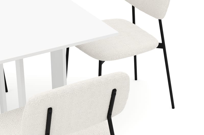 Jeba Spisebord 80 cm med 4 stk Lowe Matstkolar - Hvid - Møbler - Borde - Spisebordssæt