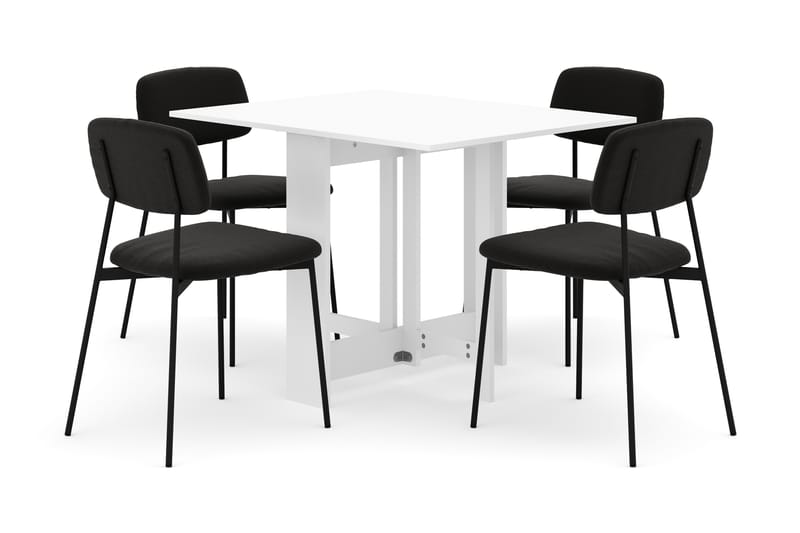 Jeba Spisebord 80 cm med 4 stk Lowe Matstkolar - Hvid - Møbler - Borde - Spisebordssæt
