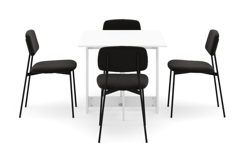 Jeba Spisebord 80 cm med 4 stk Lowe Matstkolar - Hvid - Møbler - Borde - Spisebordssæt