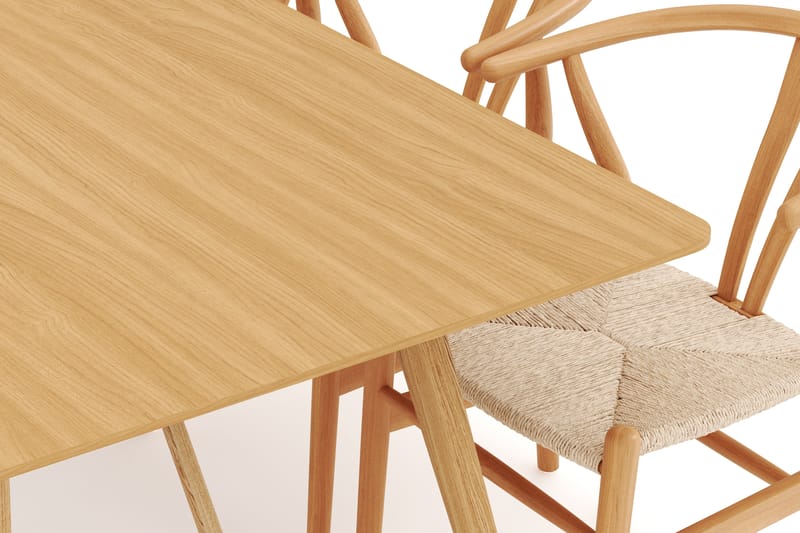 Jerup Spisegruppe 180 cm med 6 Dastoori Spisestol - Natur - Møbler - Borde - Spisebordssæt