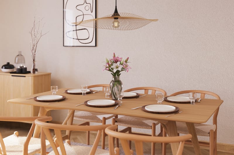Jerup Spisegruppe 180 cm med 6 Dastoori Spisestol - Natur - Møbler - Borde - Spisebordssæt