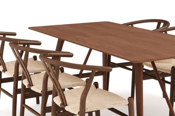 Jerup Spisegruppe 180 cm Rektangulært spisebord med 6 Dastoori Spisestole - Valnød - Møbler - Borde - Spisebordssæt