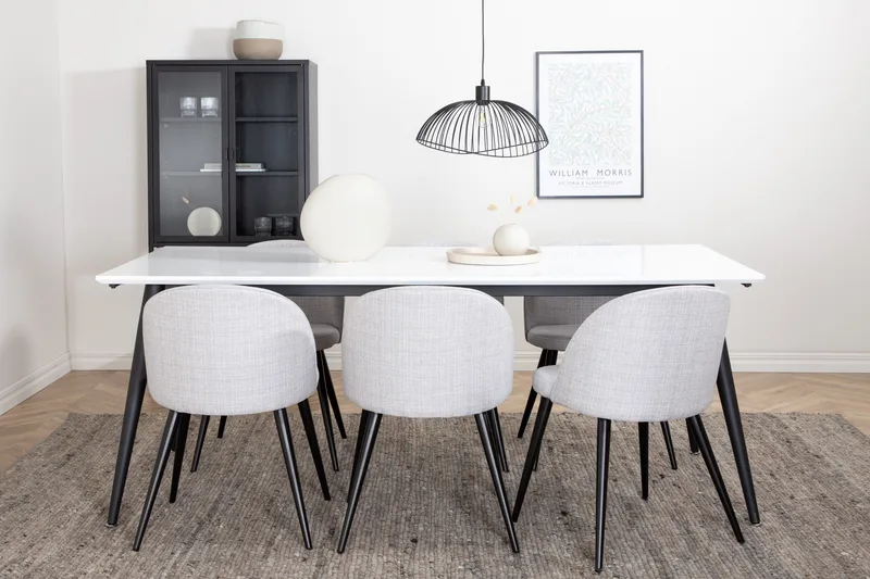 Jimms Matgruppe 195 cm Rektangulær med 6 Sedavi Stole, Sort