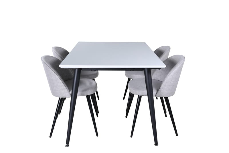 Jimmy Matgruppe 150 cm Rektangulær med 4 Velvet Stole, Sort