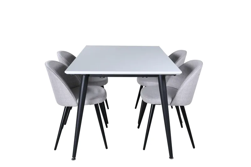 Jimmy Matgruppe 150 cm Rektangulær med 4 Velvet Stole, Sort