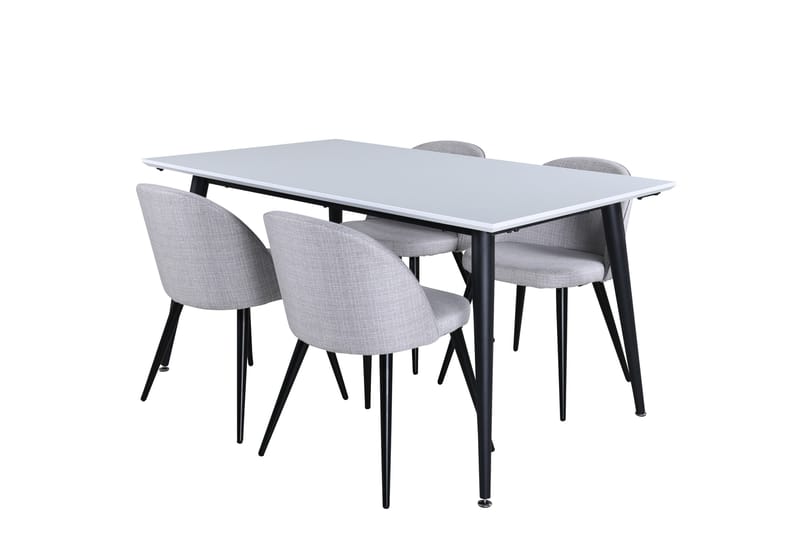 Jimmy Matgruppe 150 cm Rektangulær med 4 Velvet Stole - Sort - Møbler - Borde - Spisebordssæt