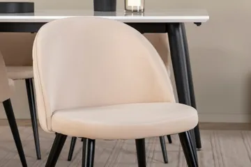 Jimmy spisebord med 4 stk. Velvet spisebordsstole - Møbler - Borde - Spisebordssæt