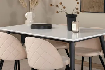 Jimmy spisebord med 4 stk. Velvet spisebordsstole - Møbler - Borde - Spisebordssæt